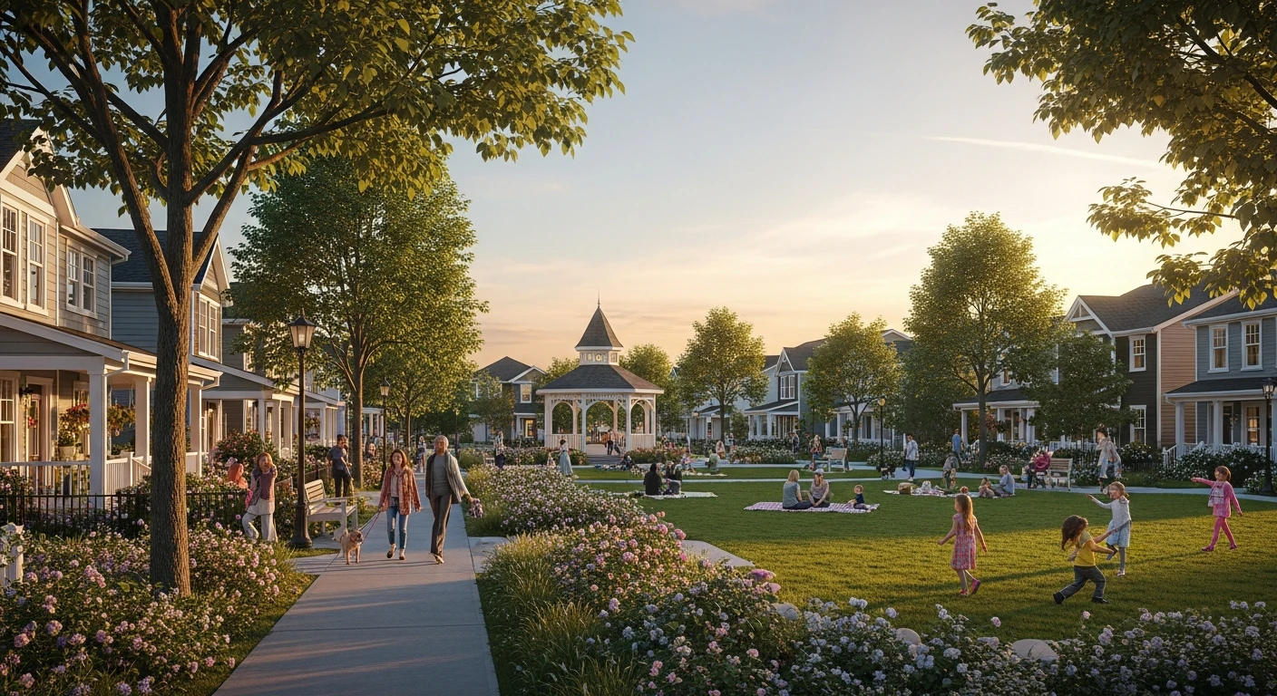Families at Emerald Fields community park